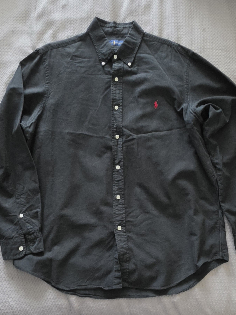 Ralph Lauren Black Button-Down Shirt with Red Polo Logo